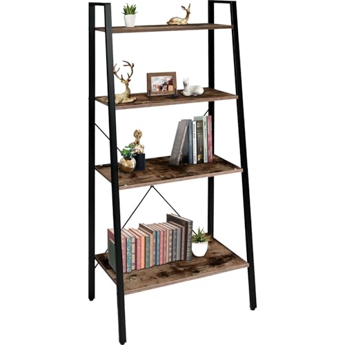 Consejos para Comprar Librero de Escalera los más recomendados. 49 RACK & PACK Librero Minimalista Tipo Madera Trapecio Estructura Acero 4 Niveles Soporta 50Kg Estante Escalera Libreros Estantes Modernos Industrial Organizador Hogar Oficina...