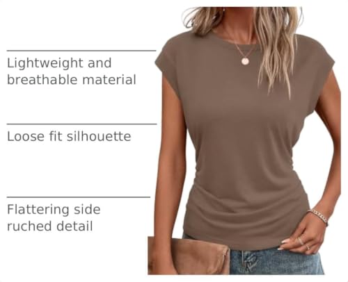 Image of Bliwov Womens Summer Tops Cap Sleeve Crew Neck Casual T Shirts