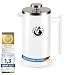 Produktbild French Press Kaffeekanne aus doppelwandigem Edelstahl Schwarze Pressfilterkanne Französische Kaffeepresse (Weiß, 1000 ml)