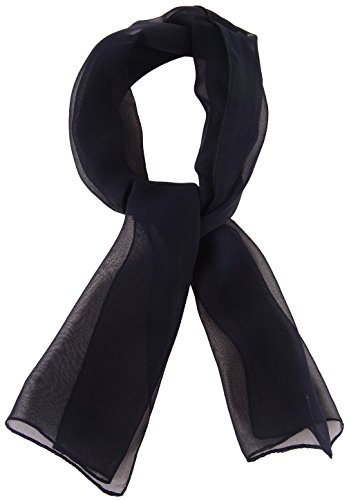 TigerTie pequeño pañuelo de seda gasa negro monocromo unicolor - pañuelo tamaño 80 x 21 cm
