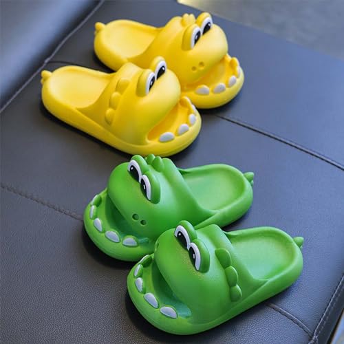 Kids Slides Toddler Cloud Dinosaur Sandals Boys Girls Open Toe Slippers Novelty Non-Slip Beach Shoes Little Kid 9.5-10.5(165mm), Green2