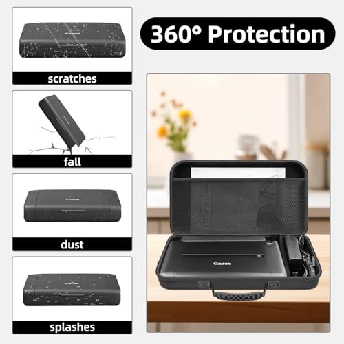 HESPLUS Hard Travel Case for Canon PIXMA TR150 / iP110 Wireless Portable Printer and Battery Pack, Printer Organizer with Adjustable Shoulder Strap, Mesh Pocket fit Ink Tank, Adapter (CASE ONLY!)