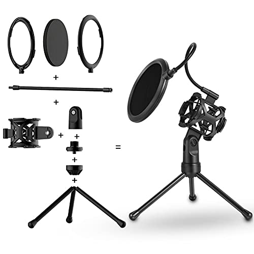Filtre anti-pop pour microphone de studio avec support antichoc et trépied de table
