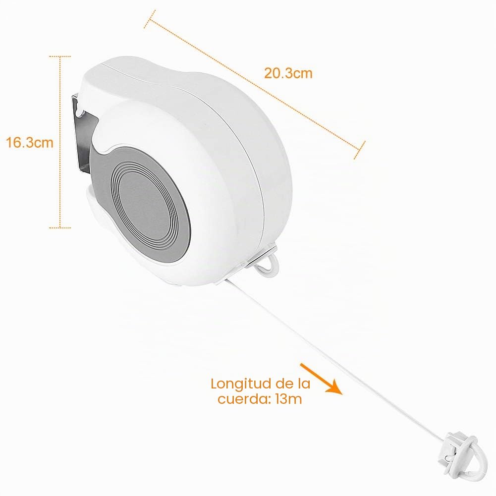 Tendedero Extensible 13 Metros, Cuerda para Tender Ropa Retractil Tendederos Plegables de Pared Exterior Abatible Cuerda para Tenderete, para Balcón Jardín Zona Interior