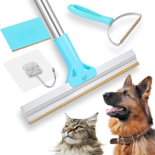 Image of Carpet Rake for Pet Hair Removal, 54-Inch Adjustable Handle, Aluminum Alloy Deep Cleaner, Reusable Cat & Dog Hair Remover for Couches, Rugs, Mats, Fabric Furniture