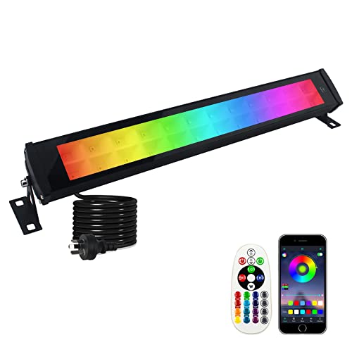 BOSITE 50W RGB LED Light Bar IP66 Waterproof RGB LED Flood Light Adjustable RGB Light Bar Color Changing Wall Washer Lights with Remote/APP Control for Christmas Wedding Birthday Party Stage Lighting