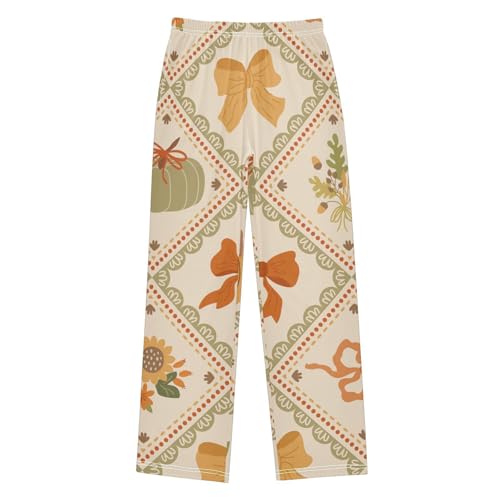 Bow and Pumpkin Boys Pants Boys Athletic Pants Long Pant for Boywith Pockets Wide-Leg Size 6-14Y