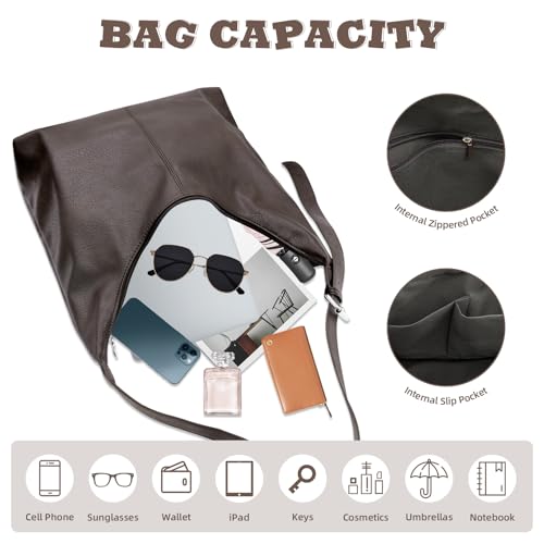 Bolso Grande Hobo para Mujer Piel Vegana con Cremallera miniatura 6