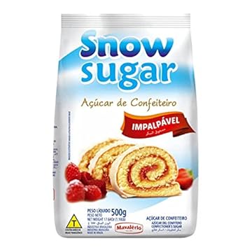 Açúcar de Confeiteiro Snow Sugar, 500g, Mavalério, Ideal Para Decorar e Polvilhar.