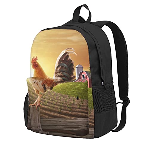 Sac à dos motif coq sur bois original et résistant pour femme