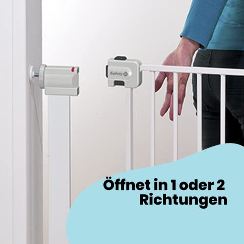 Safety 1st Easy Close Extra Tall Metal Gate,Treppenschutzgitter ohne Bohren, 73–80 cm (max. 94 cm erweiterbar), besonders hohes Gitter (91 cm), leicht schließbares Türschutzgitter, kein Bohren, Weiß