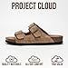 Project Cloud 100% Genuine Leather Flat Sandals For Women 2026 Cork Footbed Womens Sandals with Memory Foam and arch support Vacation Essentials Slides for Women Footwear (Venita, Chestnut, 10)