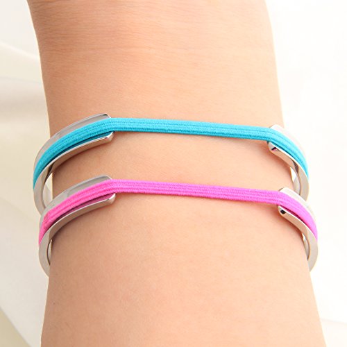 Wusuaned Hair Tie Bracelet Stainless Steel Grooved Cuff Bangle Gift For Her (2 Pcs Silver) #TOP5