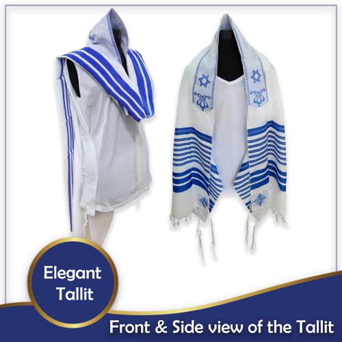 Full Size Tallit Prayer Shawl, Certified Kosher, Blessing On Neckband.Design&Made in Israel.2