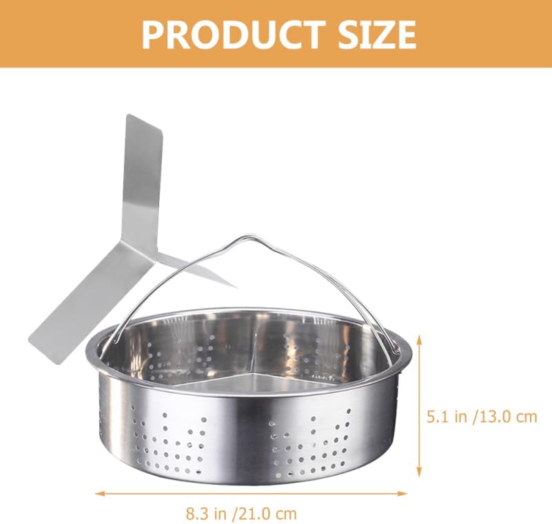 Stainless Steel Steamer Basket with Trivet Rack 8.26 Inch Food Steamer Pot Accessory for Rice Vegetables Seafood Buns Dumplings Kitchen Cooking