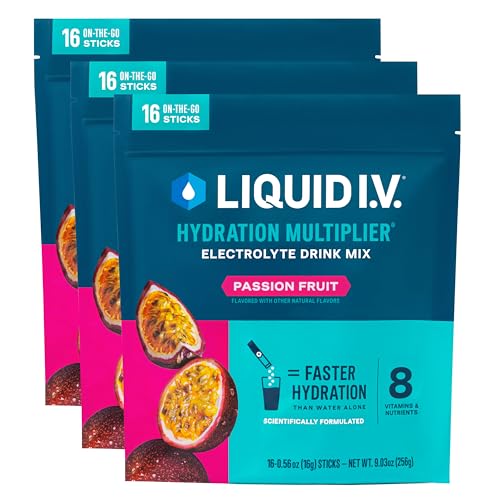 Image of Liquid I.V. Hydration Electrolytes, Passion Fruit, 48 Count | Scientifically Formulated | Clinically Proven Hydration | No Artificial Sweeteners | Non-GMO | Vegan | Powder Drink Mix