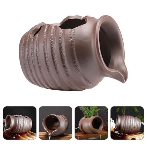 Jardin d'eau sur terrasse avec le vase fontaine marron pour une ambiance zen - 8