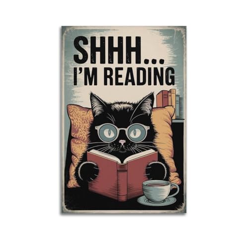 Toile vintage chat noir poster mural géant 60 x 90 cm déco chambre sans cadre