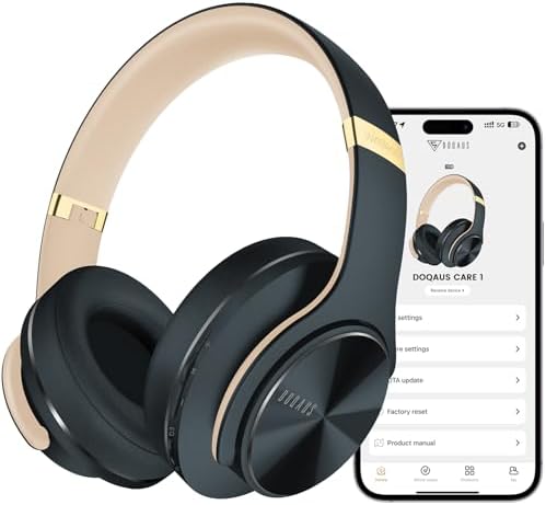 DOQAUS Bluetooth Headphones Over Ear, 9 EQ Mode, 90H Playtime, APP Control