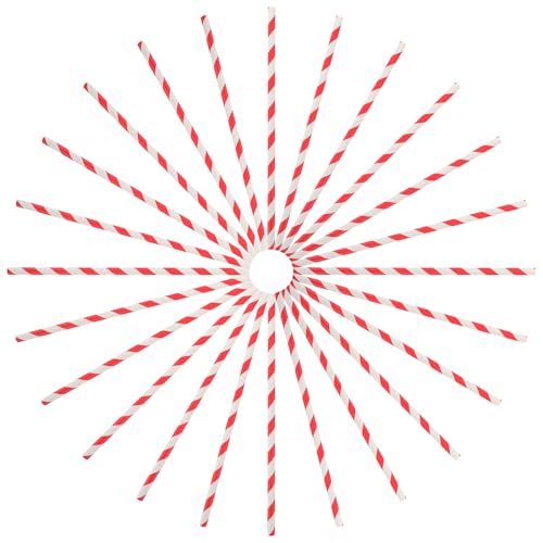 100 pitillos de papel rojo y blanco biodegradables miniatura 1
