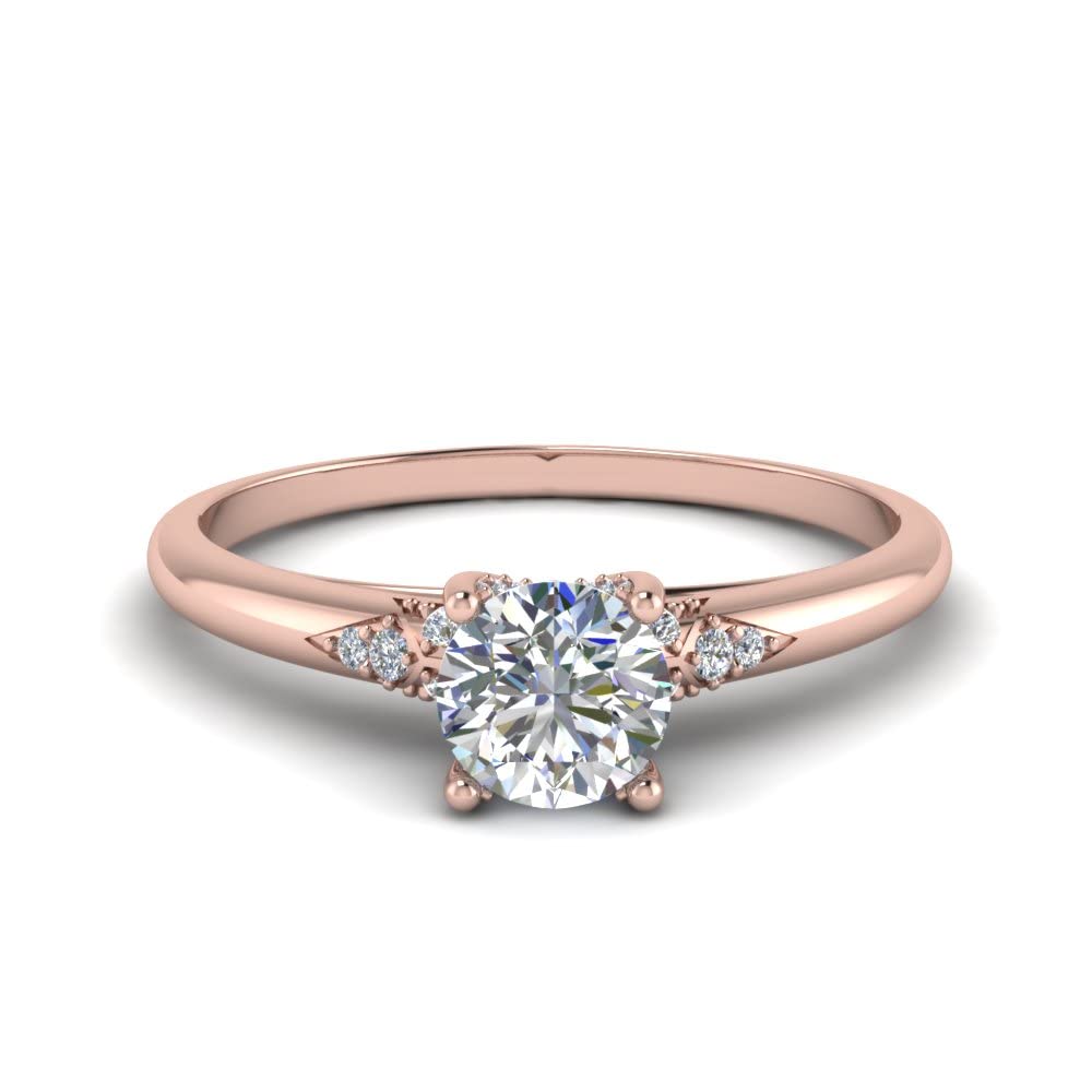 Choose Your Gemstone Petite Dome Engagement Ring Rose Gold Plated Round Shape Petite Engagement Rings Everyday Jewelry Wedding Jewelry Handmade Gifts for Wife US Size 4 to 12