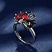 Jeulia Round Cut Silver Ring: Sterling Silver Hug Me Black Spider Gothic Ring Band Fashion Anniversary Promise Engagement Wedding Halloween Ring Set for Her with Gift Jewelry Box (Spider-Red, 7.5)