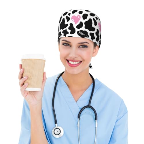 Image of Working Cap Scrub Cap with Sweatband Adjustable Unisex Women Tie Back Hat Nurse Surgical Caps