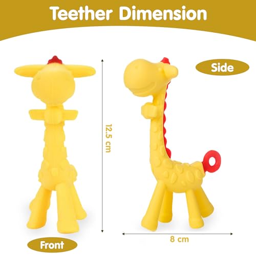 Image of Giraffe Shape Teether for Babies 6+ Months - BPA Free Silicone Teething Toys for Infants | Safe and Soft Chewable Toy | Freezer and Dishwasher Safe | Ideal Gift for Baby Girls & Boys
