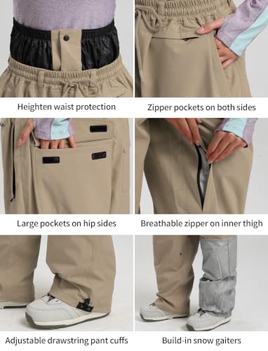 Image of GSOU SNOW Mens Womens Snow Pants Baggy Snowboard Ski Pants Waterproof