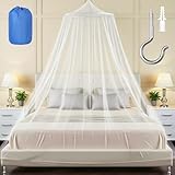 Mosquito Net for Bed, Large White Bed Canopy for Girls, King Canopy Bed Curtains Queen Size from Ceiling, Hanging Bed Net, Bedroom Decorative, Travel with Storage Bag (Round)
