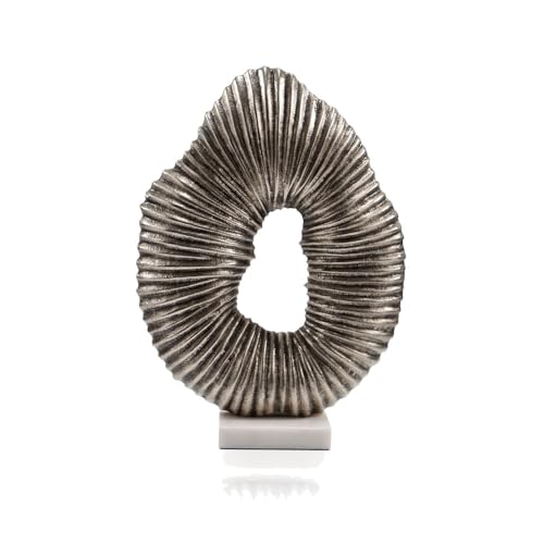 Escultura Moderna Traves 17 pulgadas Plata y Mármol