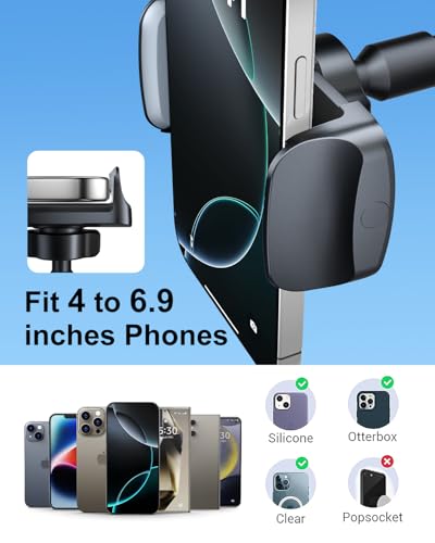 Image of OATSBASF Car Phone Holder Mount with Flexible Gooseneck Long Arm, Phone Mount for Car Holder Dashboard /Suction Cup /Window [Washable Strong Suction Cup] Fit for iPhone Smartphones (C24-Black)