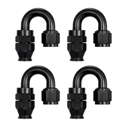 Image of EVIL ENERGY 8AN PTFE Hose End Fitting 180 Degree Black for PTFE Hose Only 4PCS