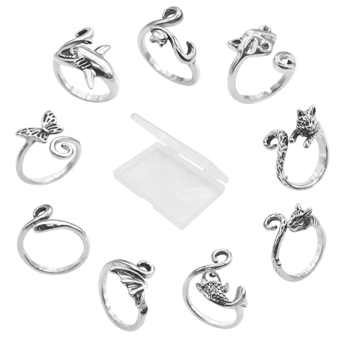 LIQALU Crochet Rings for Finger Crocheting Adjustable Crochet Tension Ring for Finger Crochet Finger Guard Ring Knitting Yarn Tension Ring for Women (9)