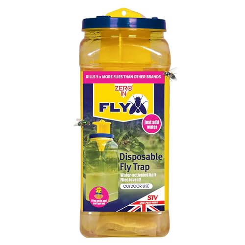 Zero In STV334 - Trappola per mosche JAW (trappola monouso per insetti super efficace per uso all'aperto e in giardino), colore: giallo, 20 x 7,5 x 7,5 cm