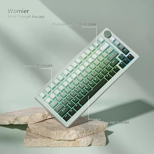 Image of Womier Green Keycaps for Mechanical Keyboard, Shine Through PBT Keycaps