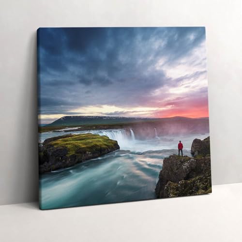 Tableaux 60x60cm cascade de Godafoss par Wallfluent pour décoration murale