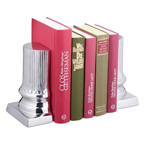 Relaxdays Buchstütze, 2er Set, Säulen Design Cover