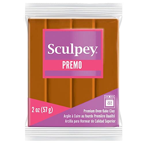 Sculpey Premo™ Polymer Oven-Bake Clay, Raw Sienna Brown, Non Toxic, 2 oz. bar, Great for Jewelry Making, Holiday, DIY, Mixed Media and More. Premium Clay Perfect for clayers and Artists.