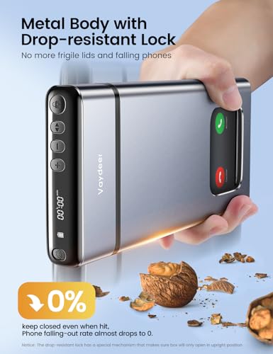 Vaydeer LB2012 Metal Phone Lock Box, Cellphone Locker Box With Timer, Timed Safe Locked Container For Phone, Portable Smartphone Jail Storage For Kid Families Teacher Classroom Self Control Bad Habit-Gray thumb #1