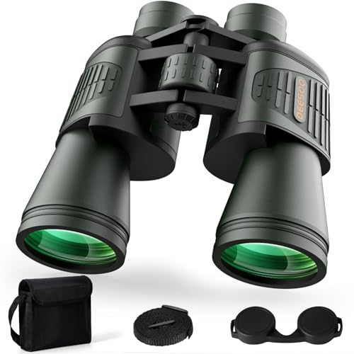 Deesoo 20x52 Binoculars for Adults High Powered - HD Large View Binoculars with Low Light Vision - Professional Binocular for Hunting Bird Watching Travel Cruise Outdoor Sports Gifts for Men - Green