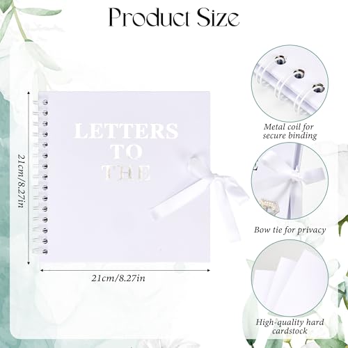 Libro de cartas para la novia, libro de visitas para despedida de soltera, álbum de recortes regalo | Pegamento de perlas, rosas y cinta incluidos, blanco 8x8 para consejos y deseos de damas de honor y familia en despedidas de soltera miniatura 2