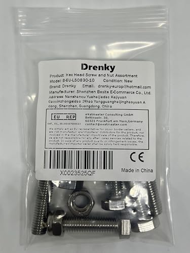 Drenky Nuts & Bolts Assortment: M10 x 60mm Hex Bolts & Lock Nuts Set - 304 Stainless Steel for Machinery Furniture, Car, Bike, 10 Pcs - Image 3
