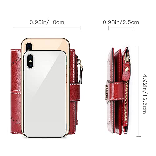 Image of SENDEFN Small Womens Wallet Leather Bifold Card Holder RFID Blocking with Zipper Coin Pocket