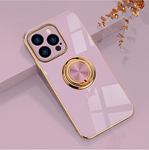EYZUTAK Electroplated Magnetic Ring Holder Case for iPhone 15 Pro Max