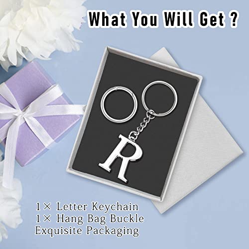 Letter A-Z Keychain Stainless Steel Alphabet Initial Pendant With Key Ring & Bag Buckle, For Women Men Diy Gifts Accessories #TOP6
