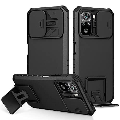 Funda Xiaomi Poco M5S / Redmi Note 10S, Carcasa Protección Deslizante para la Cámara, con 360 Grados Full Body Anti-Shock Anti-arañazos Case Protector Bumper Silicona y Armor Soporte Carcasa, Negro