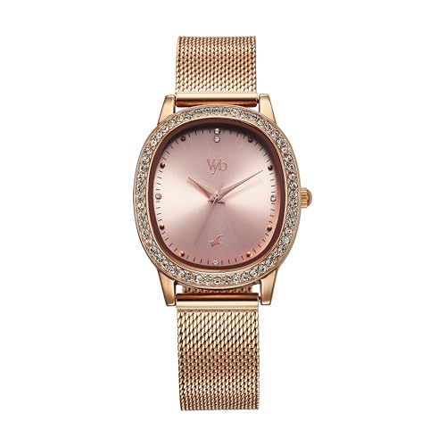 Fastrack Vyb Mirage Quartz Analog Rose Gold Dial Rose Gold + Black Mesh Strap Watch for Women-FV60049WM01W (B0DDKF5DTT) Amazon Price History, Amazon Price Tracker