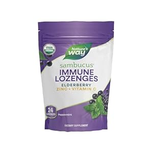 Nature’s Way Sambucus Zinc Lozenges with Elderberry and Vitamin C, Peppermint Flavored, 24 Lozenges