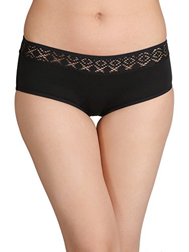 Image of Clovia Women's Cotton High Waist Hipster Panty with Lacy Waist